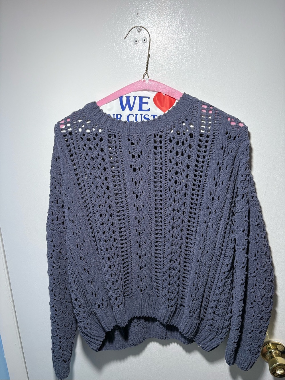 Kendall & Kylie Crochet Crew Neck Sweater